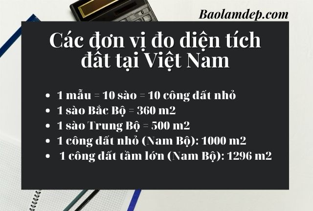 Các đơn vị đo diện tích đất ở Việt Nam